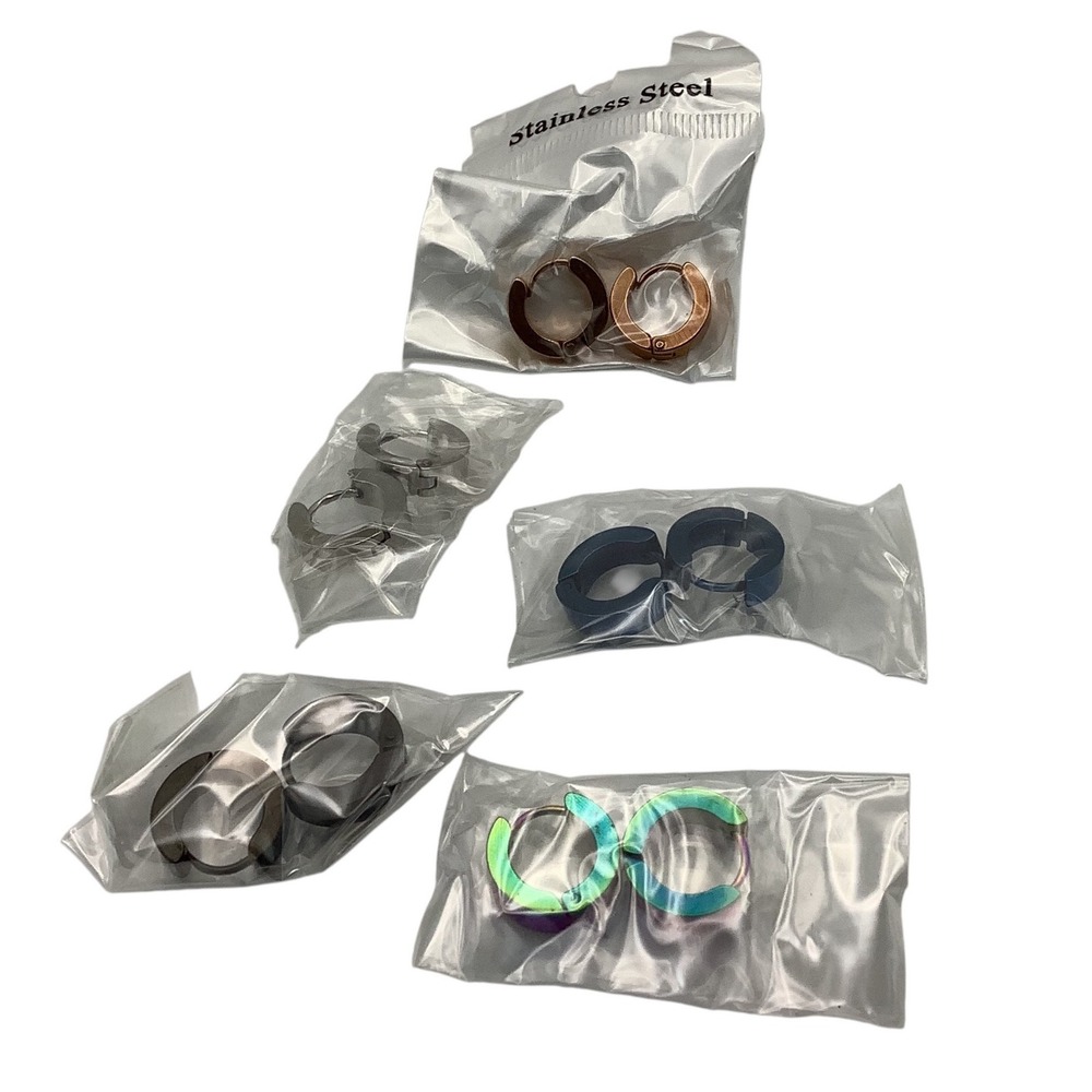 Stainless Steel Huggie Hoop Earrings Unisex Adults Multicolor Gothic
